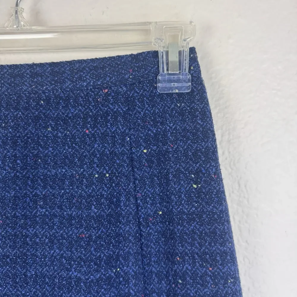 Vintage Norton McNaughton Preppy Tweed Mini Pencil Skirt Slit Blue Navy 4P